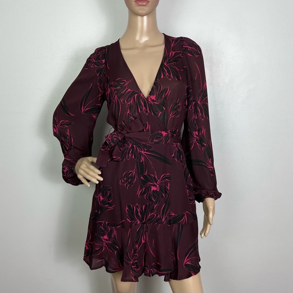 A.L.C. REVOLVE SILK FLORAL PRINT WRAP MINI DRESS - Picture 2 of 12